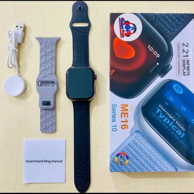 Picture of ME16 Series 10 Smartwatch - AMOLED Display with ( 2 Strap) Smart Watch Bluetooth Calls Sleep Monitoring Multiple Sports Smart Watch For Android  and  ios - Black