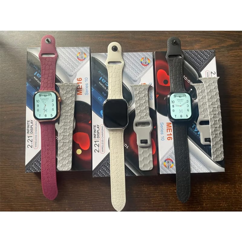 Picture of ME16 Series 10 Smartwatch - AMOLED Display with ( 2 Strap) Smart Watch Bluetooth Calls Sleep Monitoring Multiple Sports Smart Watch For Android  and  ios - Black