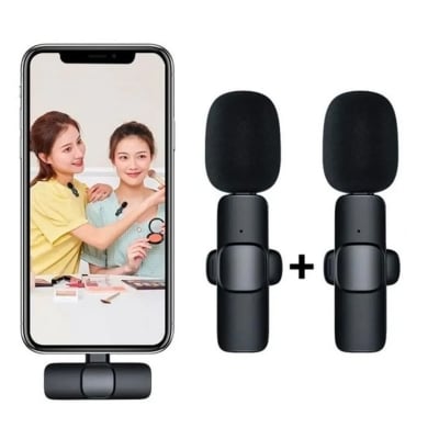 Picture of K9 Wireless Dual Microphone Professional Lapel Lavalier Microphone Remove Noise For Type C With Active Noice cancelation anc - Black