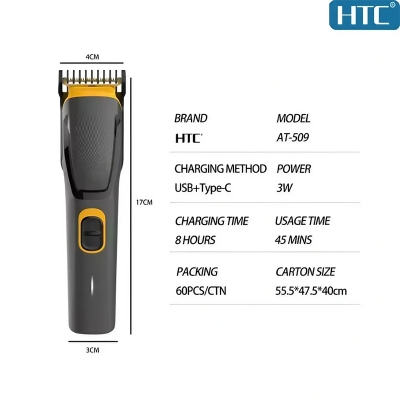 Picture of HTC AT-509 Rechargeable Hair and Beard Trimmer for Men