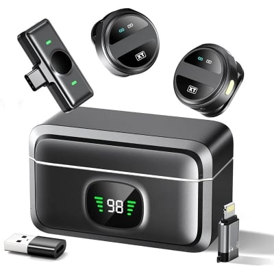 Picture of SX21 Wireless Microphone Same as Hollyland Lark M2. Interview, Live Broadcast, Audio Video Recording Clip on Collar Microphone. Noise Reduction Lavalier Lapel Mini Microphone - Lightning port
