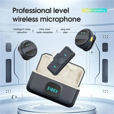 Picture of SX21 Wireless Microphone Same as Hollyland Lark M2. Interview, Live Broadcast, Audio Video Recording Clip on Collar Microphone. Noise Reduction Lavalier Lapel Mini Microphone - Lightning port