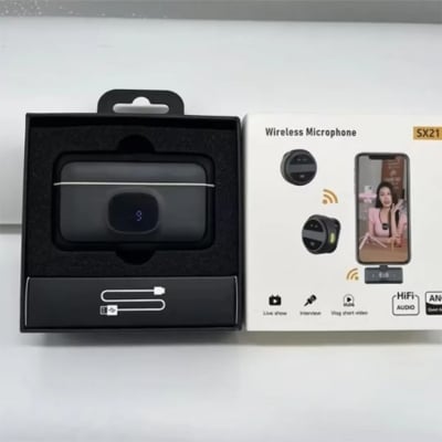 Picture of SX21 Wireless Microphone Same as Hollyland Lark M2. Interview, Live Broadcast, Audio Video Recording Clip on Collar Microphone. Noise Reduction Lavalier Lapel Mini Microphone - Lightning port