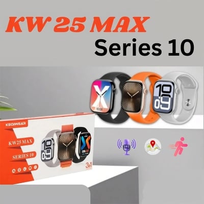Picture of KW25 MAX Smart Watch | 1.91" HD Display | Bluetooth Calling | 100+ Sports Modes | 3 Premium Straps | Long Battery Life | Smartwatch for Men & Women (Series 10) - Black