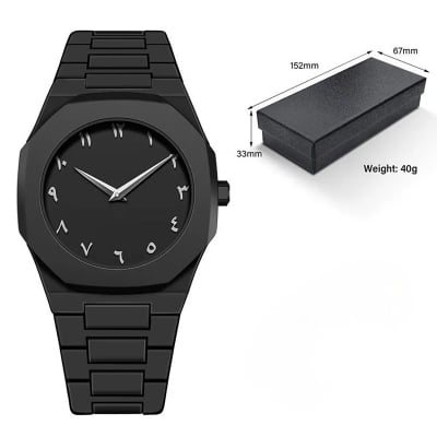 Picture of Men's Arabic Numeral Quartz Watch PC Plastic Material- Aura Arabic Watch - Black