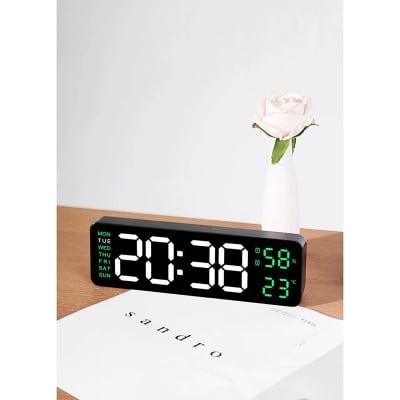 Picture of 9 Inh Mirror LED Display Brightness Adjustable Timer Alarm LED Clock Digital Wall Clock Home Decor Office - White