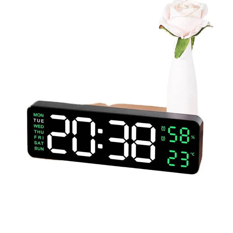 Picture of 9 Inh Mirror LED Display Brightness Adjustable Timer Alarm LED Clock Digital Wall Clock Home Decor Office - White