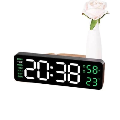 Picture of 9 Inh Mirror LED Display Brightness Adjustable Timer Alarm LED Clock Digital Wall Clock Home Decor Office - White