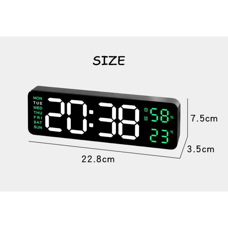 Picture of 9 Inh Mirror LED Display Brightness Adjustable Timer Alarm LED Clock Digital Wall Clock Home Decor Office - White