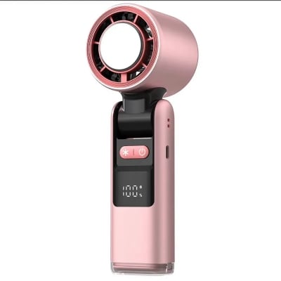 Picture of Cooling Fan K801 Handheld Fan 199 Speed Levels -4000mah Battery - Digital Display Portable Rechargeable Turbo Fan - Pink