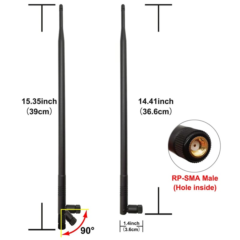Picture of 12dBi RP-SMA Dual Band 2.4GHz 5GHz High Gain WiFi Router Wireless Antenna Omnidirectional - Black