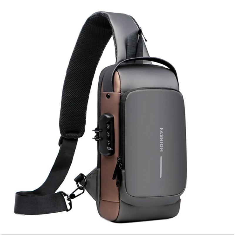 Picture of Men’s Waterproof Anti-Theft Chest Sling Bag – USB Charging Crossbody Shoulder Bag for Travel, Work & Daily Use -  Black