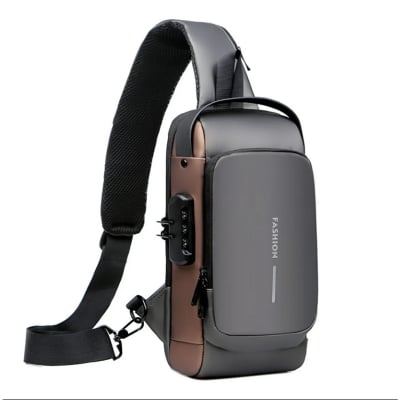 Picture of Men’s Waterproof Anti-Theft Chest Sling Bag – USB Charging Crossbody Shoulder Bag for Travel, Work & Daily Use -  Black