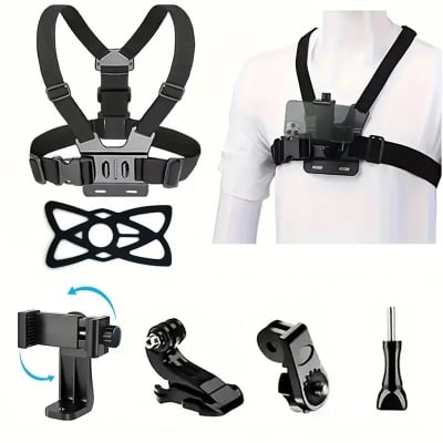 Picture of PLOKAMA CX10 Adjustable Chest Strap Phone Mount Holder for Vlogging, Cycling, Hiking & Outdoor Shooting - Black
