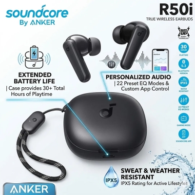 Picture of Anker Soundcore R50i True Wireless Earbuds With 30H Playtime, AI-Enhanced Calls, BassUp Technology, Bluetooth 5.3 Wireless Earbuds Bluetooth Earbuds - Black