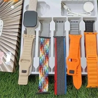 Picture of Laxasfit W10 10-in-1 Smart Watch (10th Anniversary Edition) | Bluetooth Calling | 10 Strap Combo Smartwatch | Laxasfit W10 Series Smart Watch - Silver