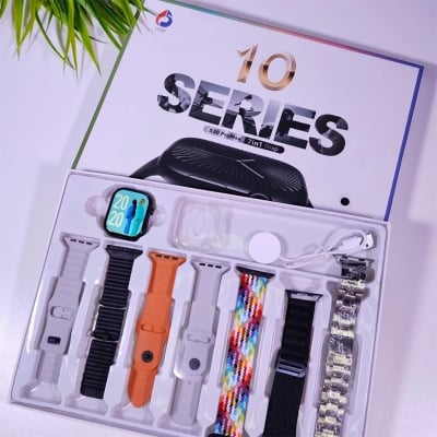 Picture of S30 Pro Max Smart Watch with 7 Straps. Series 10 Infinity Screen Bluetooth Calling Smartwatch - Black