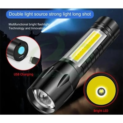 Picture of Rechargeable Led Flashlight Torch Lamp Geepas GP-009 - Black