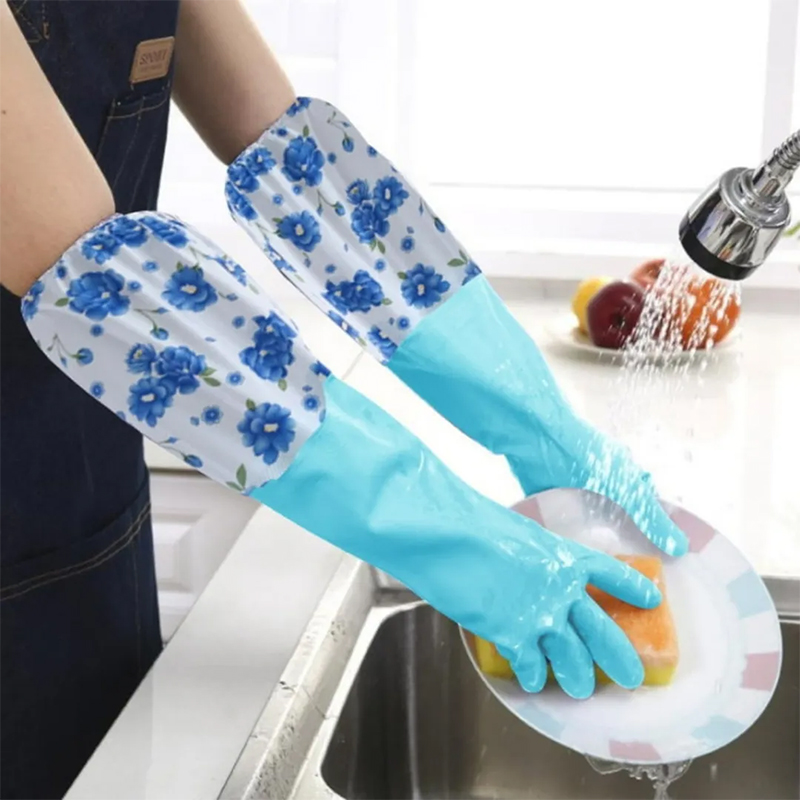 Picture of High Quality Multicolor Silicone Kitchen Hand Gloves for Dish Washing - 1 Pair - Multicolor