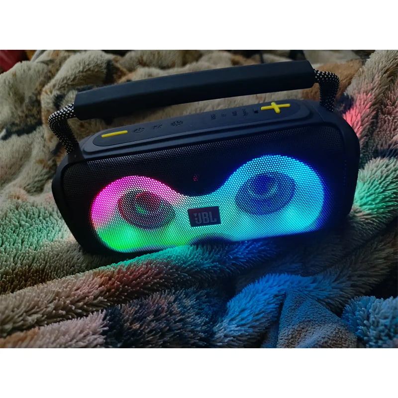 Picture of ET-312 RGB Party Speaker Double Horn Mini Outdoor Portable Wireless Bluetooth Rechargeable Speaker With Coloured Lights DJ Sound - Multicolour