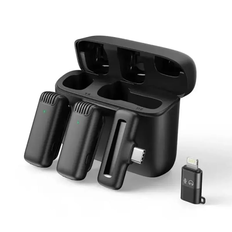 Picture of J13 Wireless Lavalier Microphone with Charging Case – Noise Cancelling - Black