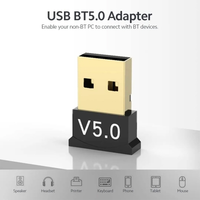 Picture of BT 5.1 Wireless Bluetooth Adapter USB Dongle For Desktop Laptop PC Multi Device Bluetooth Audio Receiver Transmitter BT5.1 - Black