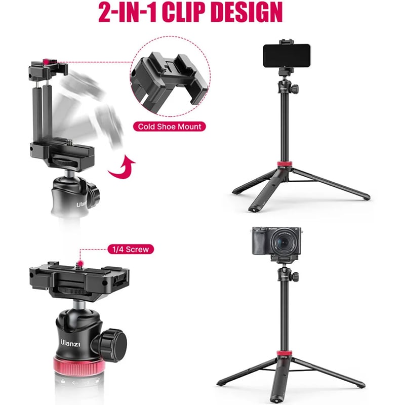 Picture of Ulanzi MT44 Extendable Vlog Tripod With 360° Ball Head – Black Color - Black