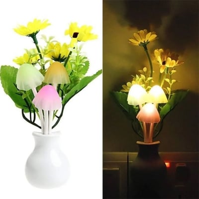 Picture of Plastic Lovato Mushroom Sensor LED Color Changing Wall Light Night Lamp Multicolor - Multicolor