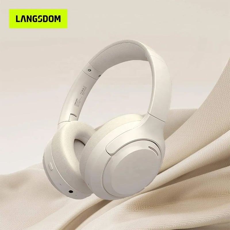 Picture of Langsdom HBN07 4-Mic ANC Noise Cancelling Stereo Over-Ear Headphones Wireless Audifonos Bluetooth Headset With 70h Music Time - Beige
