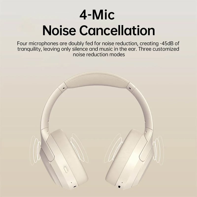 Picture of Langsdom HBN07 4-Mic ANC Noise Cancelling Stereo Over-Ear Headphones Wireless Audifonos Bluetooth Headset With 70h Music Time - Beige