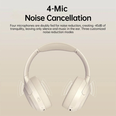 Picture of Langsdom HBN07 4-Mic ANC Noise Cancelling Stereo Over-Ear Headphones Wireless Audifonos Bluetooth Headset With 70h Music Time - Beige