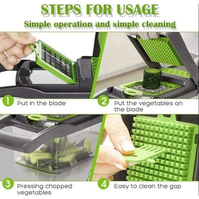 Picture of 14-in-1 Vegetable Chopper & Slicer Set – Multifunctional Cutter, Grater, Dicer & Food Container for Kitchen Use
