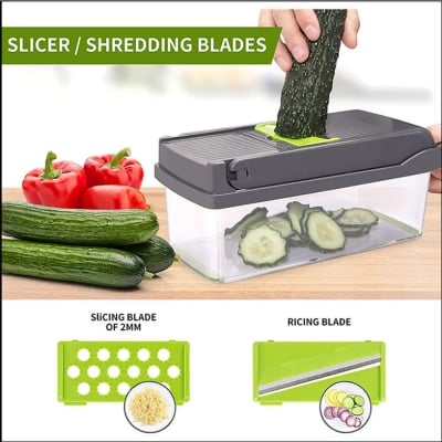 Picture of 14-in-1 Vegetable Chopper & Slicer Set – Multifunctional Cutter, Grater, Dicer & Food Container for Kitchen Use