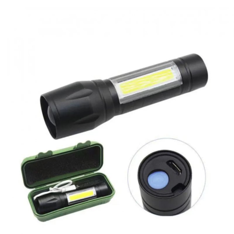 Picture of Rechargeable Led Flashlight Torch Lamp Geepas GP-009 - Black