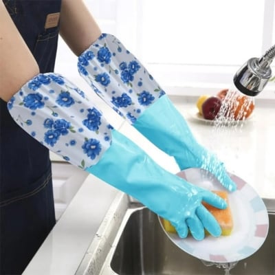 Picture of High Quality Multicolor Silicone Kitchen Hand Gloves for Dish Washing - 1 Pair - Multicolor