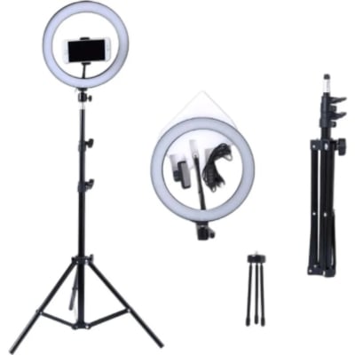 Picture of 10inch Ring Light Tripod Stand Studio Set for YouTube/Facebook Live Video/Tiktok Video - 7 Feet Long 200 Cm - Black