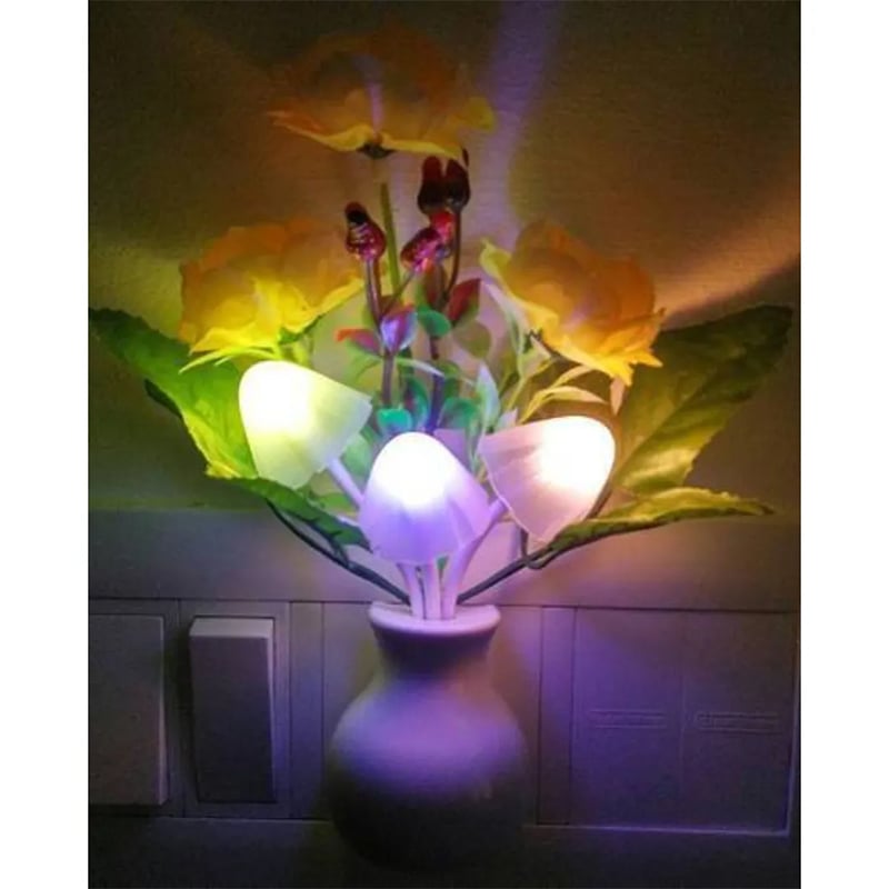 Picture of Plastic Lovato Mushroom Sensor LED Color Changing Wall Light Night Lamp Multicolor - Multicolor