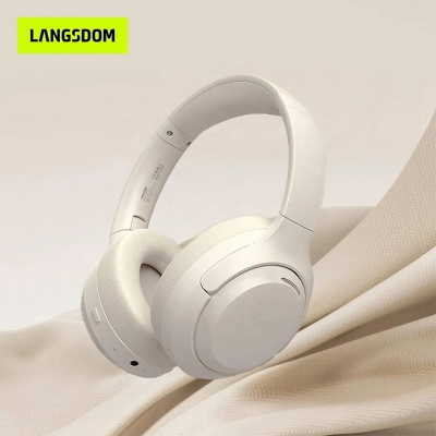 Picture of Langsdom HBN07 4-Mic ANC Noise Cancelling Stereo Over-Ear Headphones Wireless Audifonos Bluetooth Headset With 70h Music Time - Beige