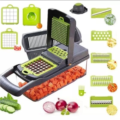 Picture of 14-in-1 Vegetable Chopper & Slicer Set – Multifunctional Cutter, Grater, Dicer & Food Container for Kitchen Use