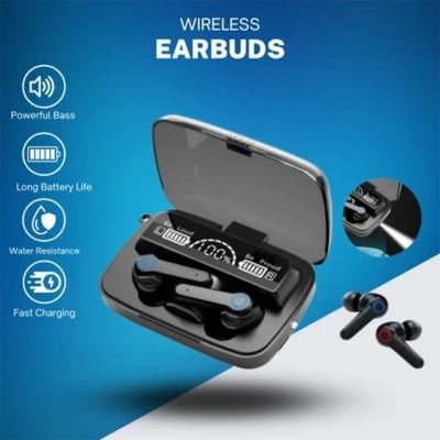 Picture of M19 Earbuds Tws Touch Control Wireless Bluetooth Headphones With Microphone With Flashlight - Bluetooth Headphone - Black