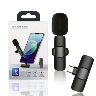 Picture of K8 Wireless Microphone Professional Lapel Lavalier Microphone Remove Noise For Typ C Microphone With Active Noice cancelation anc - Black