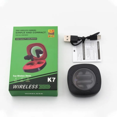 Picture of K7 True Wireless Bluetooth Earbuds with Charging Case | Hi-Fi Sound, Deep Bass, Touch Control, Long Battery Life TWS Headset - Black