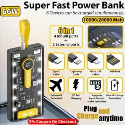 Picture of 20000 Mah Transparent Power bank 22.5 Watt Kin Vale Power Bank Fast Charging 10000/20000 mAh T1-18 Black Mobile Power Bank Fully Transparent Design Premium Quality PD22.5W Type C Power Bank Two-Way Fast Charging  For iphone android By Pucko Gadget - Multicolor