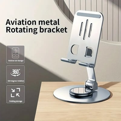 Picture of Metal stand Explosions desktop mobile phone bracket all metal 360 ° rotating folding flat ipd multifunctional universal lazy bracket - Gray