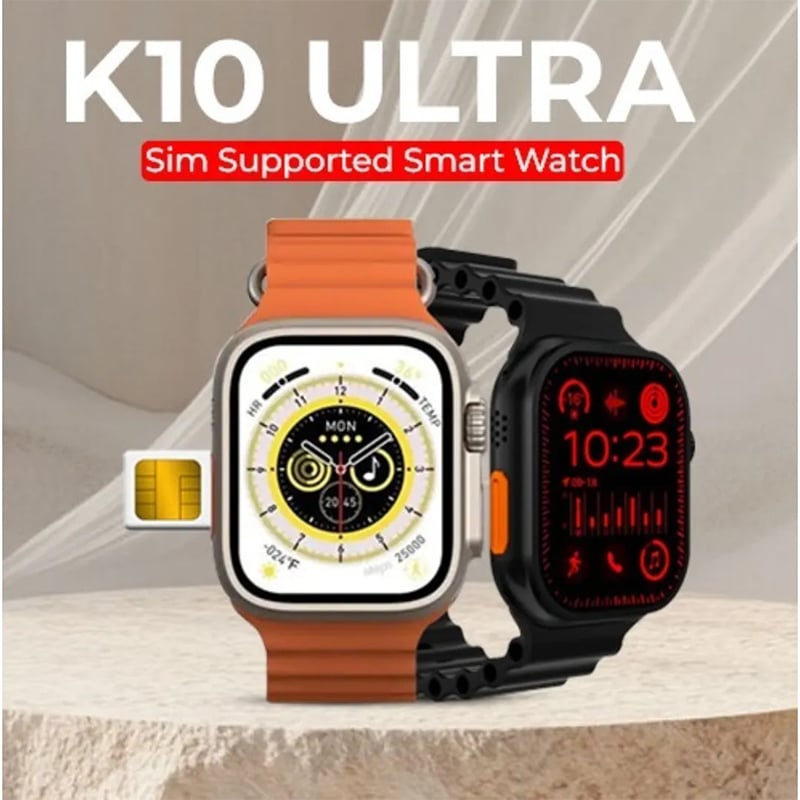 Picture of K10 Ultra Smartwatch: SIM Support, Fitness Tracking Smart Watch 2.1" Display, Wireless Charger and Bluetooth Connectivity Calling & Music Smartwatch - Orange