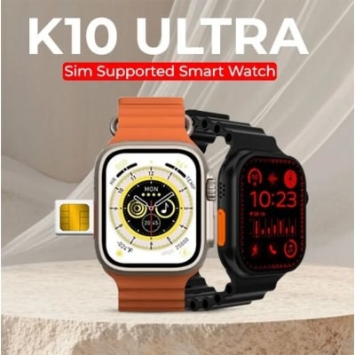 Picture of K10 Ultra Smartwatch: SIM Support, Fitness Tracking Smart Watch 2.1" Display, Wireless Charger and Bluetooth Connectivity Calling & Music Smartwatch - Orange
