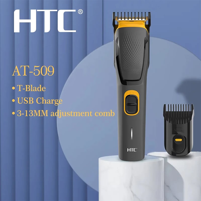 Picture of HTC AT-509 Rechargeable Hair and Beard Trimmer for Men - Multicolor
