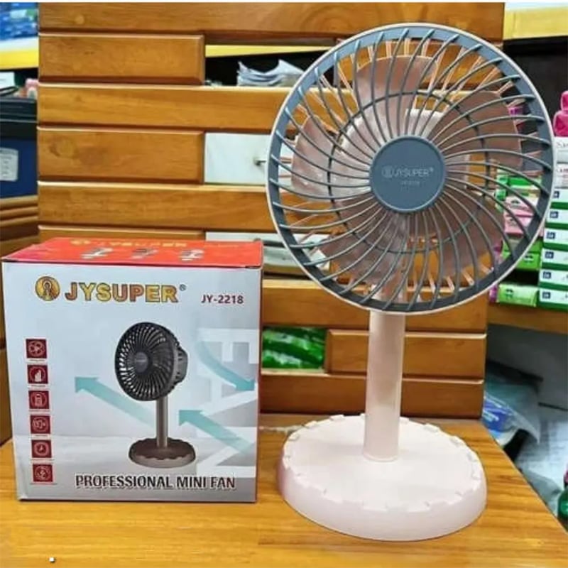 Picture of JY-Supe-2218 Professional Rechargeable Portable Mini Table Fan jy super Strong Wind Left to Right Oscillating Angle 45 Degrees jy 2218 03 battery- AC/DC Battery Capacity: 4000mAh 1st speed level: 10h continue working By Pucko Gadget - Multicolor