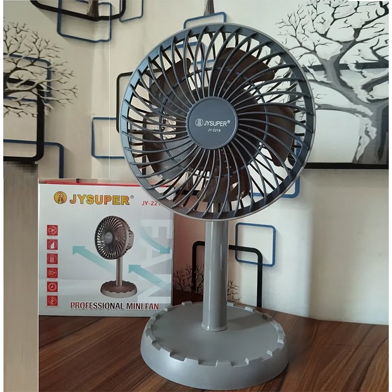 Picture of JY-Supe-2218 Professional Rechargeable Portable Mini Table Fan jy super Strong Wind Left to Right Oscillating Angle 45 Degrees jy 2218 03 battery- AC/DC Battery Capacity: 4000mAh 1st speed level: 10h continue working By Pucko Gadget - Multicolor