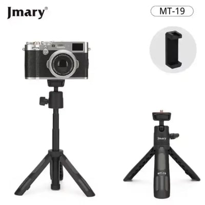 Picture of Jmary MT-19 Mini Selfie Stick with Tripod Stand (Coming with Universal Mobile Phone Holder) Compatible with Phones, Microphone, Action Camera & DSLR - Black